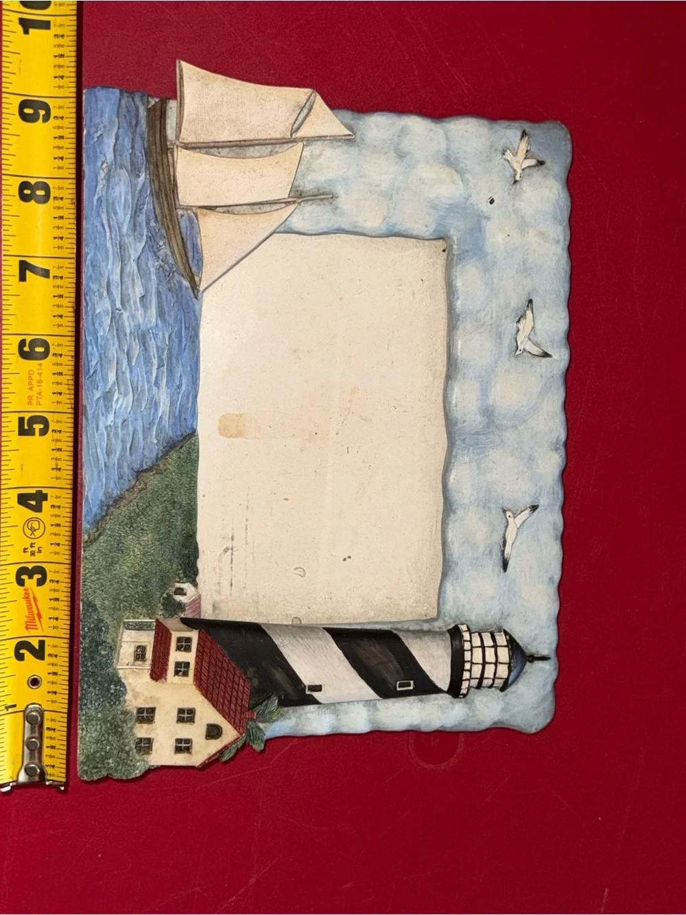 Coastal Lighthouse & Sailboat Picture Frame – Nautical Beach Cottage Photo Frame